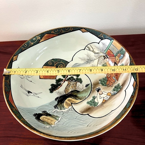 Japanese Kutani Porcelain Bowl Large Hand Painted In The Early 20th Cent… - Picture 11 of 16
